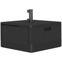 Outsunny Garden Parasol Base Outdoor Umbrella Stand with Wheels Handles, Garden Umbrella Base, Filled Up to 80kg with Stand or 50kg with Water for 38, 48 mm Poles, Black(m-1)