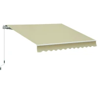 Outsunny Toldo Manual Retráctil 295x250cm Ángulo Ajustable con Manivela para Exterior Balcón Jardín Terraza Crema(m-10)
