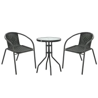Outsunny 3 Pieces Rattan Bistro Set - Black(m-1)