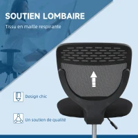 Vinsetto Chaise de bureau ergonomique en maille, chaise de dessin, hauteur et repose-pieds réglable, 59 x 59 x 106-126 cm, noir(m-6)