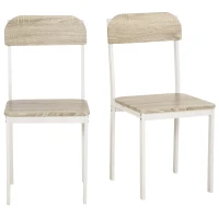 HOMCOM 2-teilige Sitzgruppe, Klappbarer Esstisch mit 2 Stühlen, Klapptisch, 110 cm x 70 cm x 75 cm, Weiß + Natur(m-12)