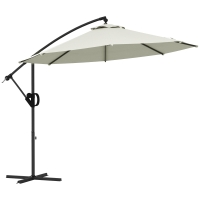 Outsunny Parasol déporté octogonal inclinable Ø2,93 x 2,60 m avec manivelle protection UV pour balcon patio terrasse crème