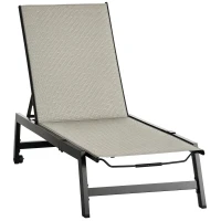 Outsunny Rattan Sun Lounger, with Five-Position Back - Grey/Black(m-10)