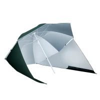 Outsunny Parasol para Playa 2 en 1 con 2 Paneles Laterales Toldo Portátil Anti-UV con Bolsa de Transporte Ø210x222cm Verde(m-10)