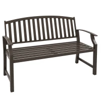 Outsunny Two-Seater Simple Metal Bench - Brown(m-10)