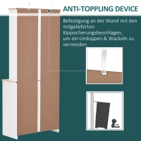HOMCOM Küchenschrank, Hochschrank mit Arbeitsplatte, Geschirrschrank, Küchenbuffet, Mehrzweckschrank mit 6 Fächern, Glastür, MDF, Weiß, 80 x 37 x 183 cm(m-7)