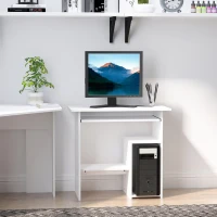 HOMCOM Bureau d'ordinateur, bureau avec rangement, plateau pour clavier et support de moniteur, 80 x 45 x 75 cm, blanc(m-7)