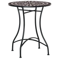 Outsunny Φ60cm Mosaic Outdoor Patio Table - Black(m-9)