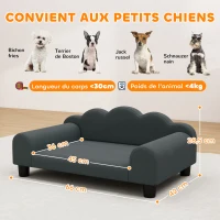 PawHut Canapé pour chien, canapé pour animal de compagnie avec dossier et accoudoirs, respirant, 66 x 42 x 28,5 cm, gris foncé(m-3)