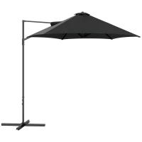Outsunny 2.5m Rotating Cantilever Parasol - Black(m-10)