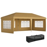 Outsunny 3 x 6m Pop-Up Gazebo, with Removable Walls -  Khaki(m-10)