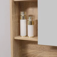HOMCOM Armoire Murale avec miroir pour salle de bain Meuble de Rangement suspendu Couleur Bois de chêne dim. 60L x 15l x H76 cm(m-11)