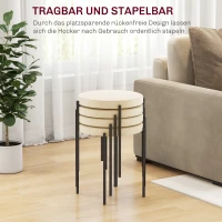 HOMCOM Küchenhocker 4-er Set, stapelbar, Samtoptik, bis 100kg, Metallrahmen, 41,5 x 41,5 x 46 cm, Cremeweiß(m-6)