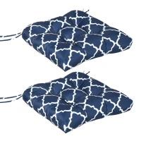 Outsunny Set of Two Patterned Outdoor Seat Cushions - Blue/White(m-1)