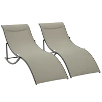 Outsunny Set 2 Sdraio da Giardino Pieghevoli, Lettino Prendisole in Alluminio e Textilene, 61x165x63cm(m-1)