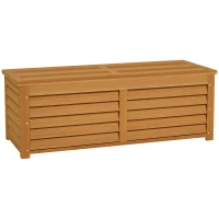 Outsunny 292L Outdoor Storage Box, Wooden Deck Box Garden Storage Container for Balcony, Porch, Poolside, Light Brown(m-10)