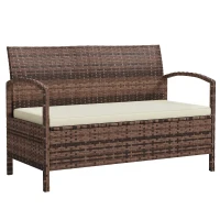 Outsunny 125L Storage Garden Bench, with Cushion - Brown(m-1)