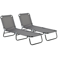 Outsunny Garden Sun Lounger Grey with Five-Position Back