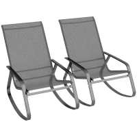 Outsunny Set of Two Rocking Garden Chairs - Grey(m-10)