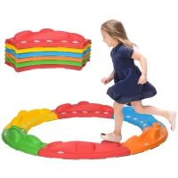 ZONEKIZ Kids Balance Beam, Kids 6 Pieces Stepping Stones Obstacle Course, for Ages 3-8 Years - Multicoloured(m-10)