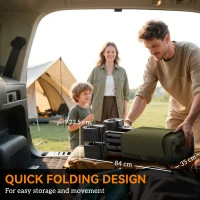 Outsunny Folding Garden Trolley, Cargo Traile on Wheels, Collapsible Camping Trolley, Outdoor Utility Wagon with Steel Frame and Oxford Fabric, Green(m-5)