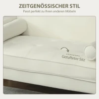 HOMCOM 2-zitsbank, Dubbelbank met rubberhouten poten, Gepolsterde bank voor woonkamer, slaapkamer, Crème-wit(m-5)
