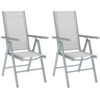 Outsunny Set of Two Aluminium Folding Chairs  - Light Grey(m-1)