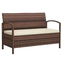 Outsunny 125L Storage Garden Bench, with Cushion - Brown(m-10)