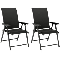 Outsunny Set of Two Folding Outdoor Chairs - Black(m-10)
