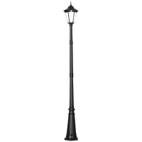 Outsunny 2.4 m Garden Lamp Post Light, LED Solar Powered Patio Path Lighting Lamp with Aluminium Frame, PIR Motion Sensor for Lawn, Pathway, Driveway, Black(m-10)