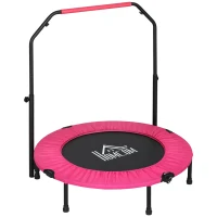 HOMCOM 40" Foldable Mini Fitness Trampoline, with Adjustable Foam Handle, Pink(m-1)