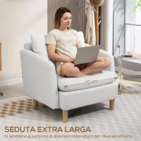 HOMCOM Poltrona da Salotto Moderna in Tessuto con Seduta Ampia e Imbottitura Spessa, 90x86x91 cm, Crema(m-4)