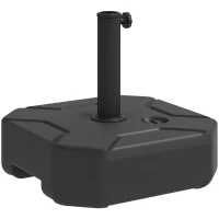 Outsunny Square Garden Parasol Base, Garden Umbrella Stand Heavy Duty Parasol Base, Filled Up to 25kg with Stand or 20kg with Water for for 38, 48 mm Poles, Black(m-10)