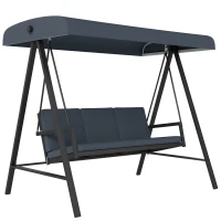 Outsunny Three-Seat Garden Swing Chair, with Adjustable Canopy - Dark Grey(m-1)