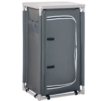 Outsunny Cuisine de camping meuble de camping avec étagères, sac de transport structure en aluminium 60 x 50 x 104,5 cm gris(m-11)
