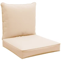 Outsunny Lot de 2 coussins matelas assise dossier pour chaise de jardin chaise longue intérieur et extérieur polyester beige(m-11)