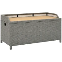 Outsunny 130 L Rattan Garden Storage Box, with Seat - Grey(m-10)