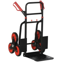 HOMCOM Diable pour escalier 6 roues diable repliable extensible 120 Kg - chariot pliable acier noir rouge(m-10)