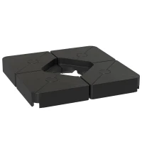 Outsunny Umbrella Weights for Cantilever Parasols, Set of 4 Heavy Duty Parasol Base Weights, 64kg Sand or 55kg Water Filled, Black(m-1)