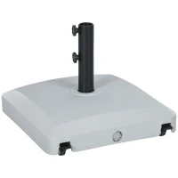 Outsunny Garden Parasol Base Holder, 24kg Water or 30kg Sand Filled, Outdoor Market Umbrella Stand Weight with Wheels and Brakes, Grey(m-1)