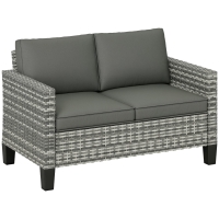 Outsunny Two-Seater Rattan Outdoor Sofa - Light Grey