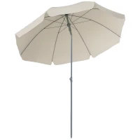 Outsunny 2.2m Beach Umbrella, Portable Parasol with Tilting Function, Outdoor Sunshade Shelter with 8 Ribs for Garden, Pool and Patio, Cream White(m-10)