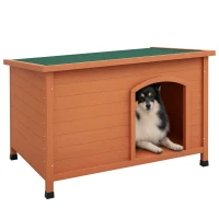 PawHut Hundehütte Hundehütte aus Holz Hundehütte XXL, 100 cm x 65,5 cm x 68 cm, Braun + Grün(m-10)