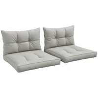 Outsunny 2-Piece Seat Cushions Back Pillows Replacement, Patio Chair Cushions Set for Indoor Outdoor, Light Grey(m-10)