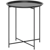 Outsunny Steel Removable Tray Top Garden Table - Black(m-1)