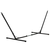 Outsunny Soporte para Hamaca de Jardín Ajustable en Longitud 313-388x109x116 cm Estructura de Metal para Interiores y Exteriores Carga Máx. 120 kg(m-1)