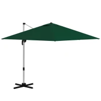 Outsunny Square Cantilever Garden Parasol, with Five-Position Canopy - Green(m-1)
