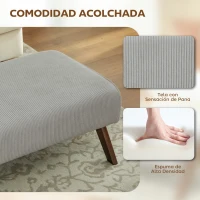 HOMCOM Reposapiés de Salón Taburete Bajo con Asiento Acolchado Patas de Madera para Sala de Estar Dormitorio 69x47x36 cm Gris(m-5)