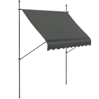 Outsunny 2.5 x 1.2m Retractable Awning, Free Standing Patio Sun Shade Shelter, UV Resistant, for Window and Door, Dark Grey(m-10)
