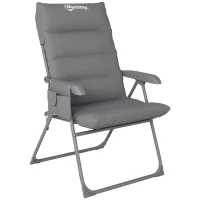 Outsunny Scaun de Camping Pliabil cu Spătar Înalt Reglabil în 5 Poziții și Buzunare Laterale, 66x58x105 cm, Gri Deschis(m-1)